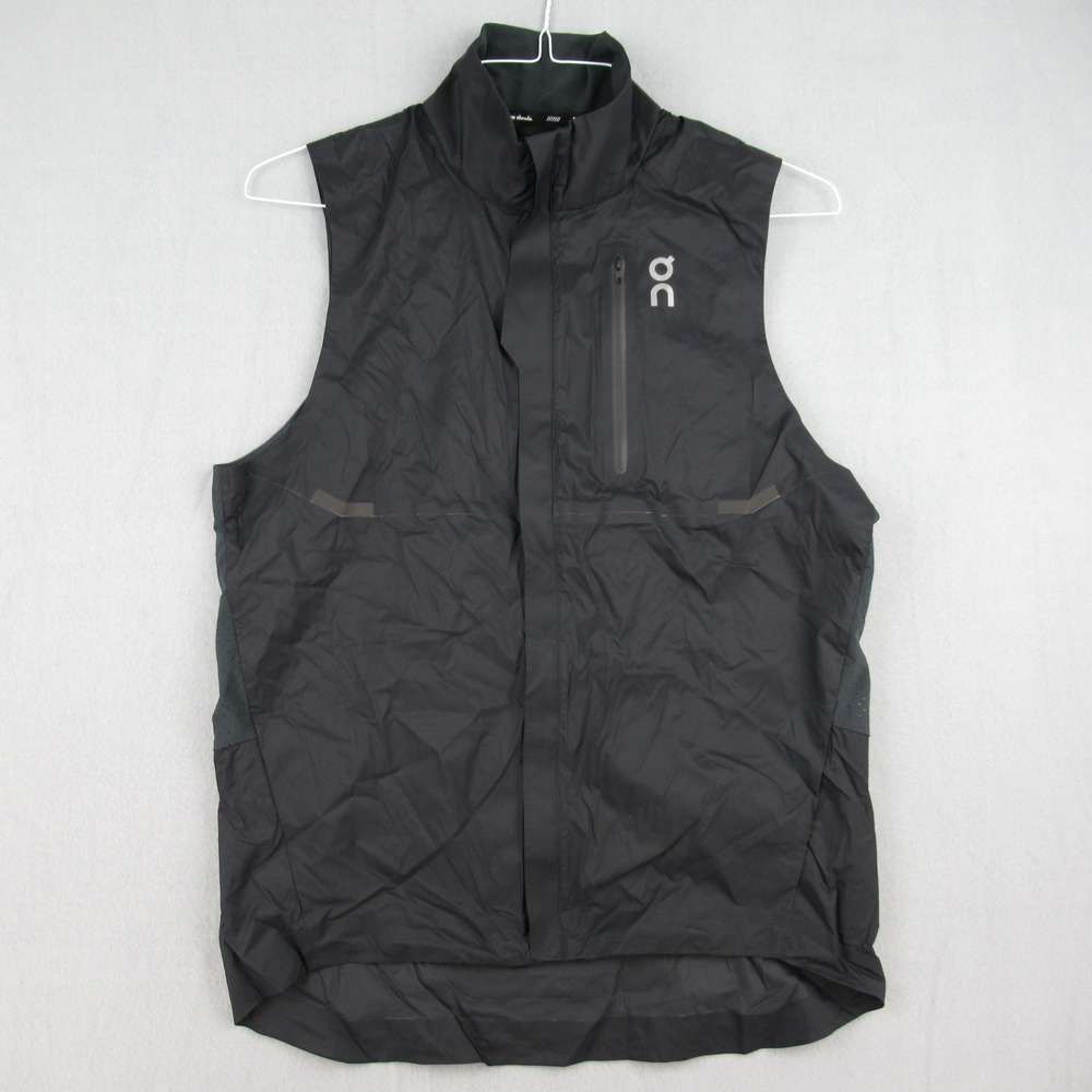 On Weather Vest Mens Size M Black Lightweight Reflective Running Cycling